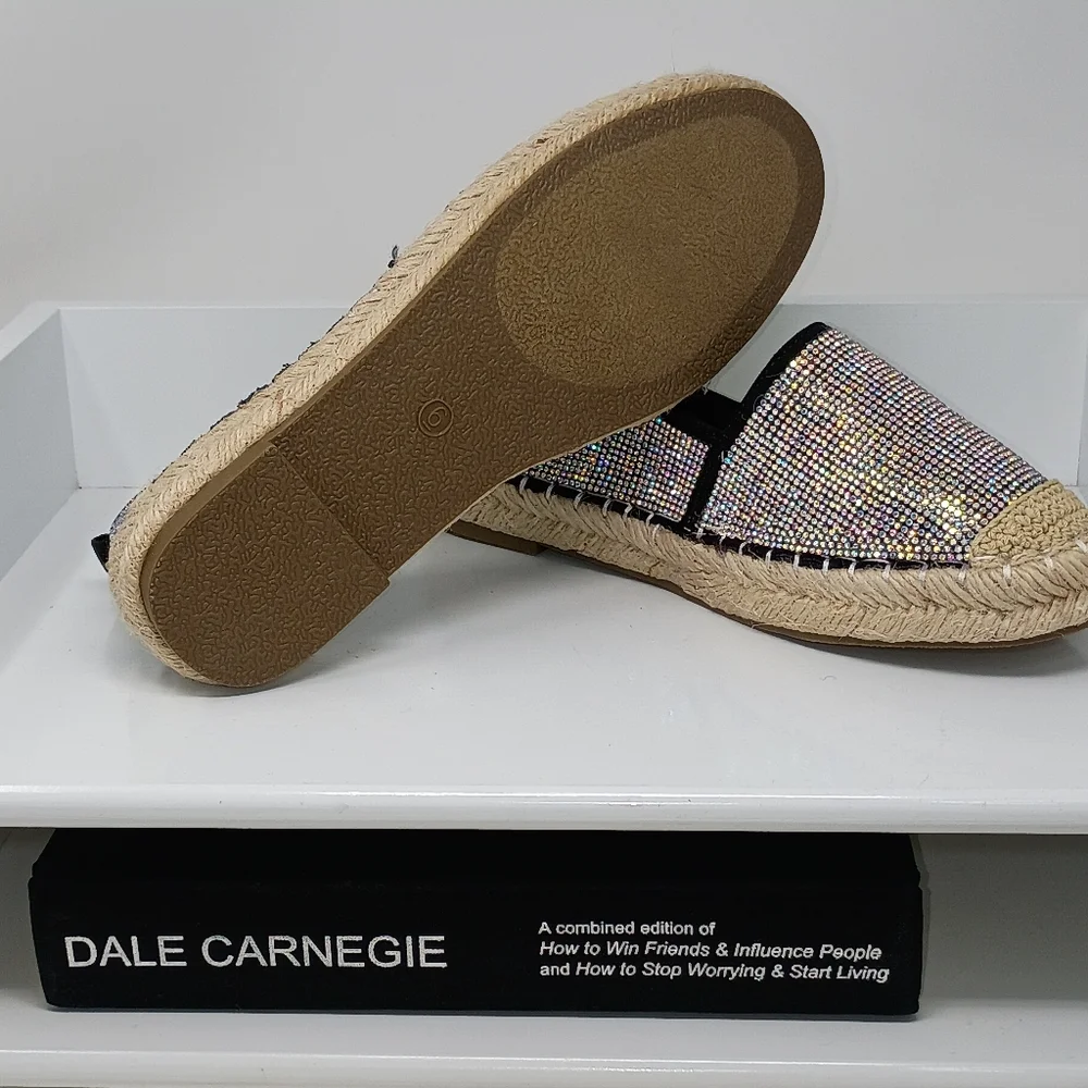 Cape Robbin® For Anthropologie Black and Tan Espadrille Flats with Rope Sole